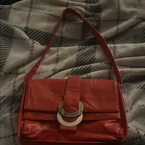 Elegant Red Leather Shoulder Bag